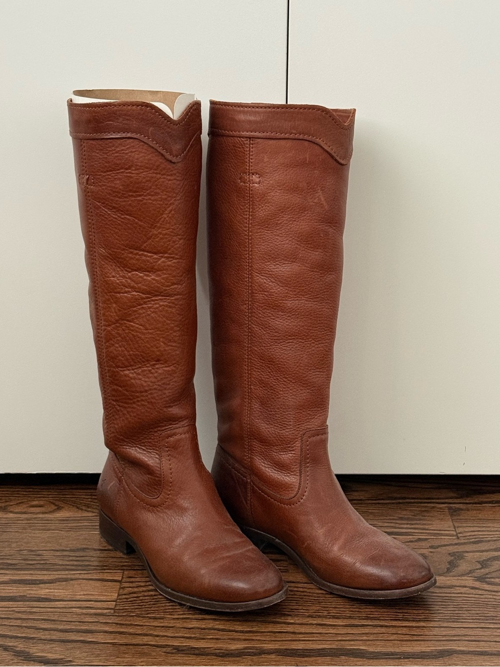 Frye Cara Roper Tall boots in Cognac leather, size 6